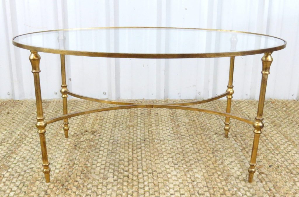 Gold And Glass Oval Coffee Table